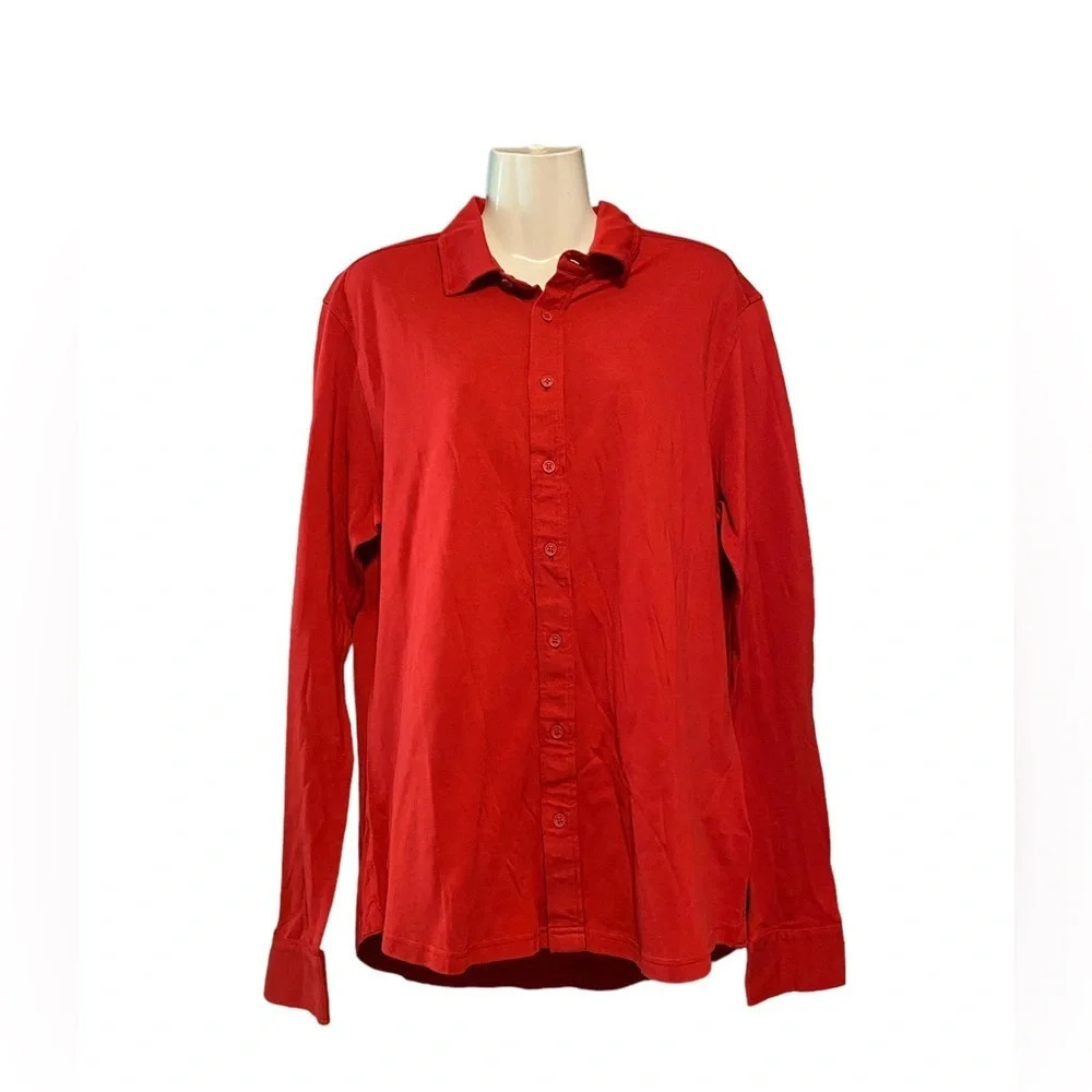 Men’s Orlebar Brown Red Long Sleeve Button Down Shirt